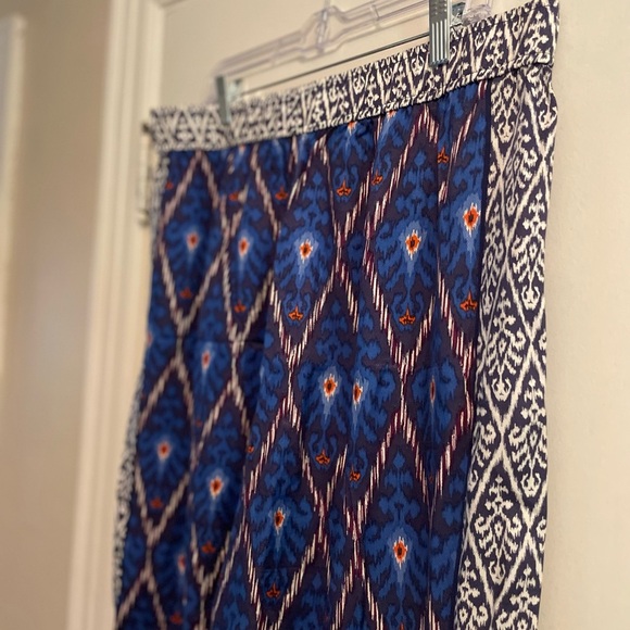 Anthropologie Vale Blue Aztec Geometric Wide Leg Pull On Pant Size Extra Large - Picture 11 of 13